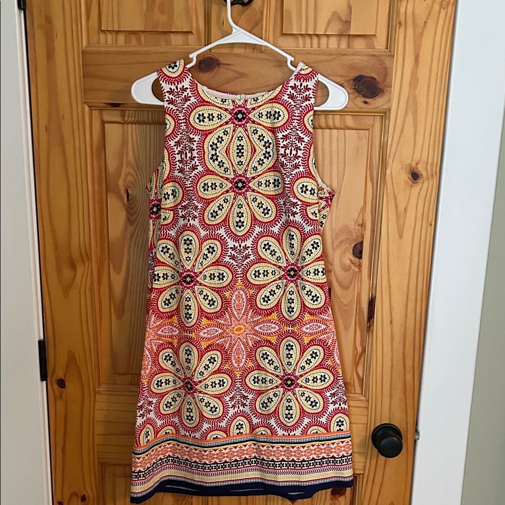 London Times Red and Cream Floral Casual Dress